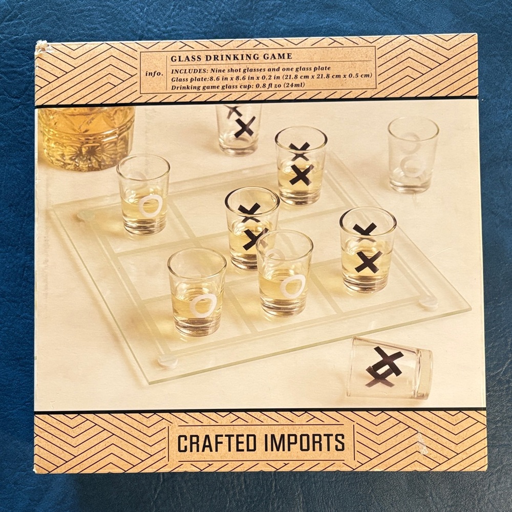 Tic Tac Toe Imports Glass Drinking Game Set